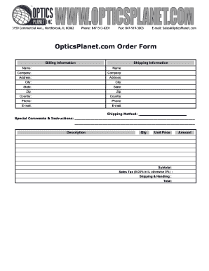 OpticsPlanet Order Form