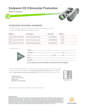 Endeavor ED II Binocular Mail-In Rebate
