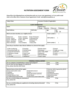 Nutrition Assessment Form