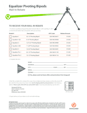 Vanguard Equalizer Bipod Mail-In Rebate