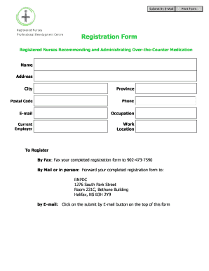 Registered Nurses Medication Registration Form