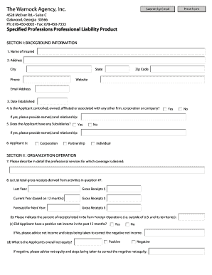 Professional Liability Insurance Application