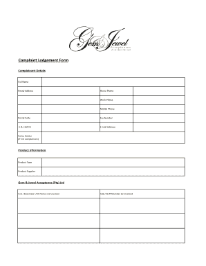 Complaint Lodgement Form
