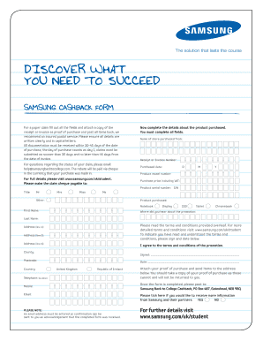 Samsung Cashback Form