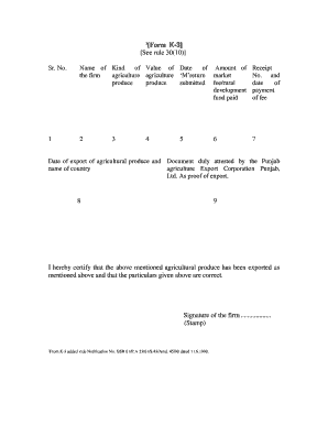 Form K-3 Agricultural Export Certification