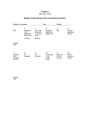 Register of Sale and Purchase of Agricultural Produce