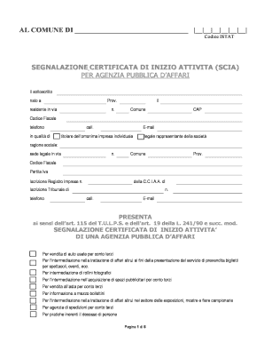Segnalazione Certificata di Inizio Attività per Agenzia Pubblica d’Affari
