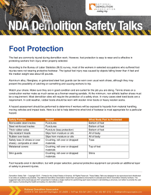 Foot Protection Safety Meeting Form