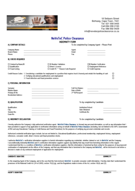 NeVeTeC Police Clearance Indemnity Form