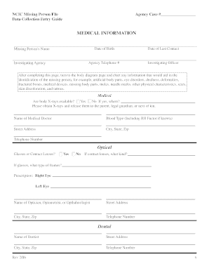 NCIC Missing Person File Data Collection Entry Guide