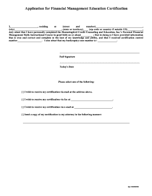 Financial Management Education Certification Application