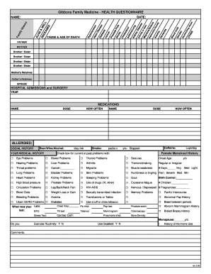 Gibbons Family Medicine Health Questionnaire