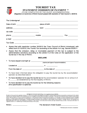Tourist Tax Omission Statement