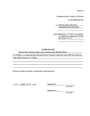 Russian Consulate Application Form