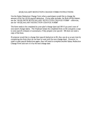401(k) Salary Reduction Change Form