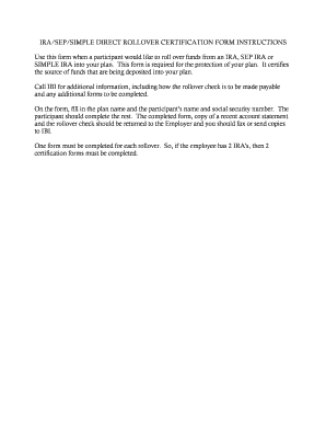 IRA/SEP/SIMPLE Direct Rollover Certification Form