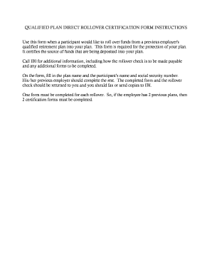 Qualified Plan Direct Rollover Certification Form