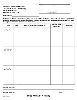 Food and Activity Log