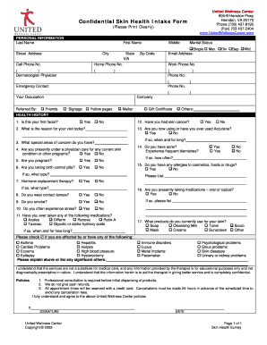 Confidential Skin Health Intake Form