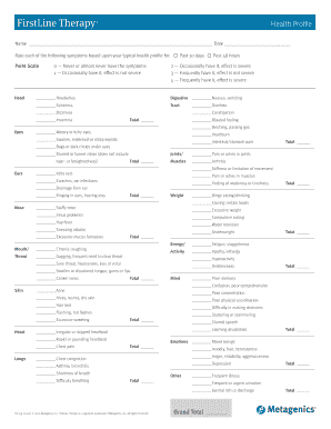 FirstLine Therapy Health Profile Form