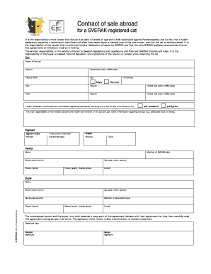 Contract of Sale for SVERAK-Registered Cat