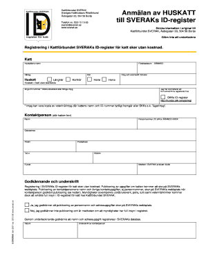 SVERAK Cat Registration Form