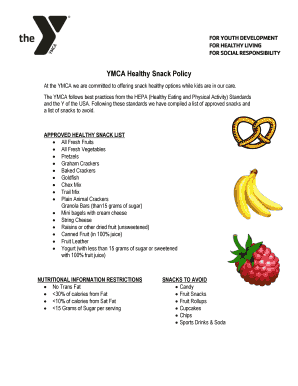 YMCA Healthy Snack Policy
