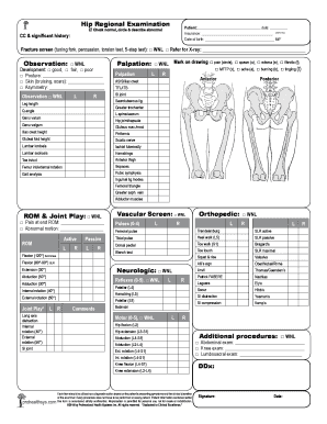 Hip & Thigh Exam Form