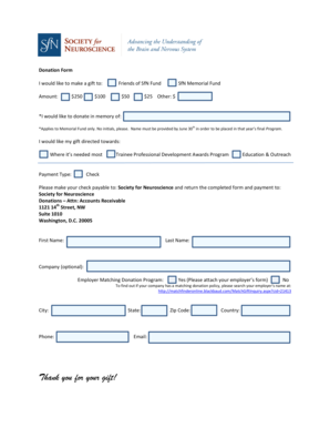 Society for Neuroscience Donation Form