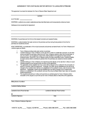 Water Service Agreement for Landlord