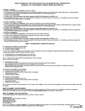Application for Small Vessel Registration