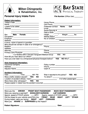 Personal Injury Intake Form