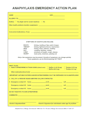 Anaphylaxis Emergency Action Plan