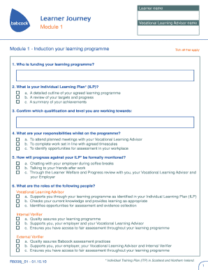 Vocational Learning Program Induction Form
