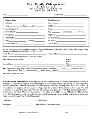 Chiropractic Patient Intake Form