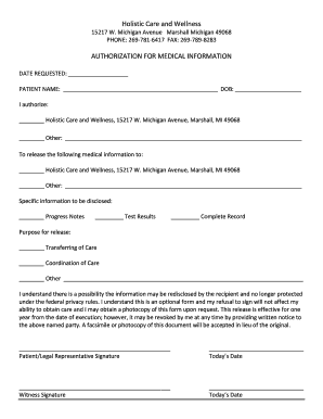 Authorization for Medical Information Release