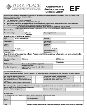 UK Director or Secretary Appointment Form