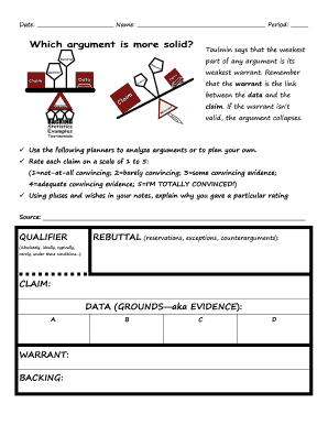 Toulmin Argument Analysis Form