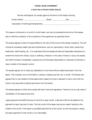 Horse Lease Agreement