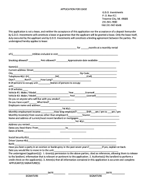 Application for Lease