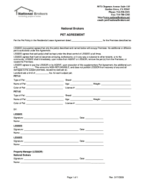 Pet Agreement