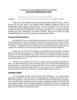 National Fallen Firefighters Foundation Volunteer Commitment Form