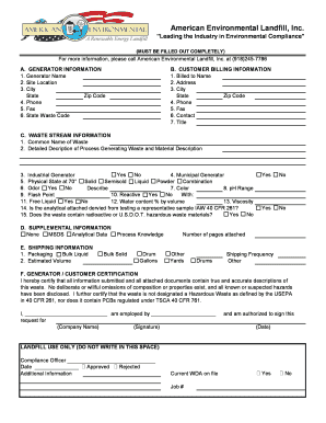 Waste Disposal Certification Form