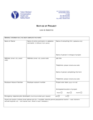 Asbestos and Lead Project Notice Form
