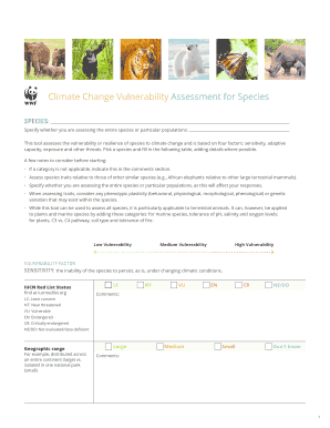 Climate Change Vulnerability Assessment for Species