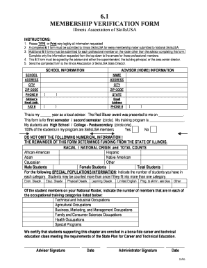 Illinois SkillsUSA Membership Verification Form