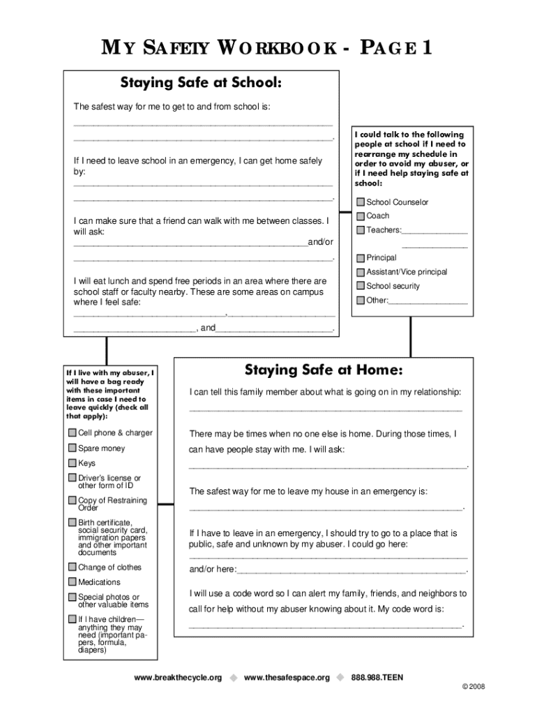 safety plan for teenager template Preview on Page 1