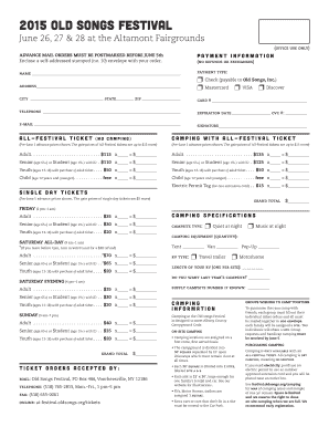 Old Songs Festival Ticket Order Form