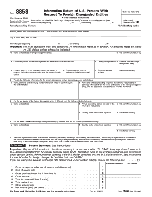 Form 8858 Foreign Disregarded Entity