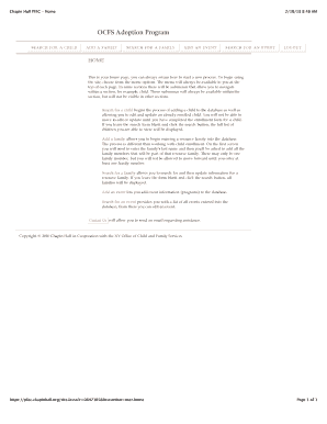 New York Adoption Program Child Enrollment Form